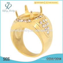Latest crystal gold stainless steel finger ring designs, indonesia engagement ring